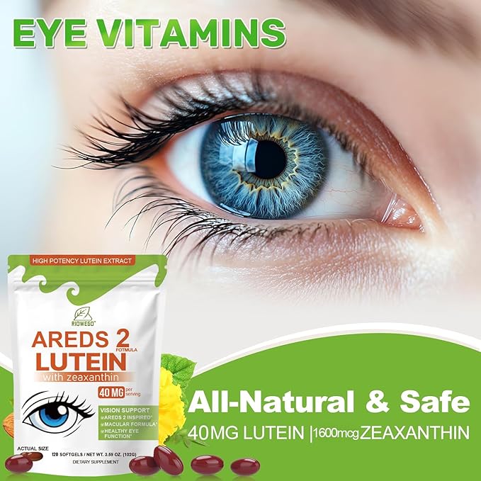 AREDS 2 + Advanced Lutein and Zeaxanthin Supplement -40 mg Lutein & Zeaxanthin with Astaxanthin,Omega-3,EPA,DHA-Dietary Supplement for Eye Health Support,Vision Support-120 Softgels