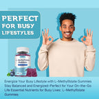 L-Methylfolate Gummies with Methyl B12 - Empower Mood, Optimize Brain Health & Fortify Immune System. Blueberry Flavor 60 Count.