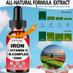 2 Pack Liquid Iron Supplement w/Vitamin C, A, B-Complex, Vegan Iron Drops High Potency Liquid Vitamin & Iron Supplements for Women, Men & Children -Support Red Blood Cell, Energy, Anemia & Fatigue