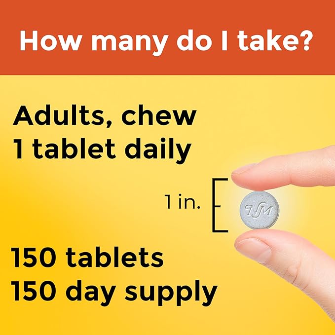 Nature Made Chewable Vitamin C 500 mg, Dietary Vitamin C Supplement for Immune Support, 150 Tablets, 150 Day Supply