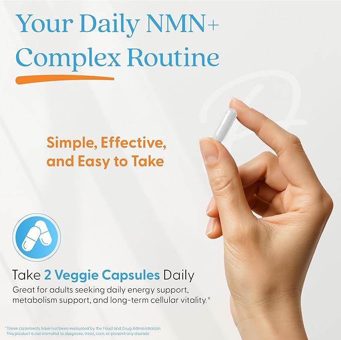 Doctor's Best NMN+ Complex Supplement Capsules for Women & Men - Supports NAD+ Production, Resveratrol 100mg & Beta Nicotinamide Mononucleotide 200mg per Capsule, Cellular Energy Support - 60 Veg Caps