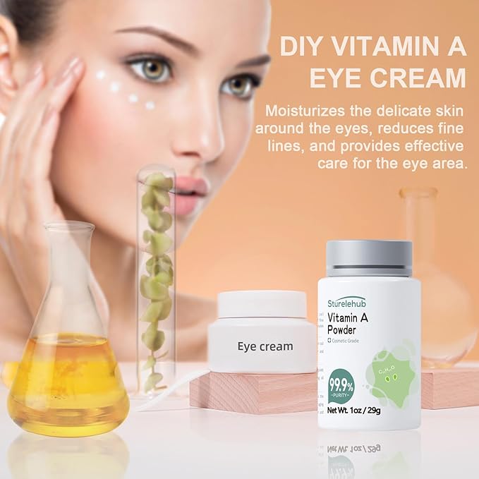 Vitamin A Palmitate Powder, Retinol Palmitate, 1OZ 99.9% Purity, Cosmetic Grade, Vitamin A Powder for Homemade Cosmetics