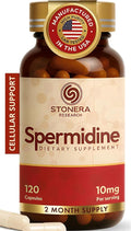 STONERA Spermidine Supplement, Cellular Renewal & Longevity Support - Optimized High Purity, 10mg per Serving, 120 Capsules Third-Party Tested