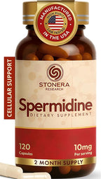 STONERA Spermidine Supplement, Cellular Renewal & Longevity Support - Optimized High Purity, 10mg per Serving, 120 Capsules Third-Party Tested
