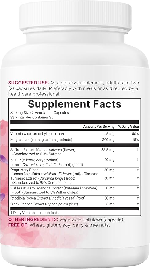 Micro Ingredients Saffron+ Advanced Supplements, 60 Veggie Capsules – 10-in-1 with Saffron Extract, High Absorption Fat-Soluble Vitamin C, Magnesium, Turmeric & KSM-66 Ashwagandha – Filler Free