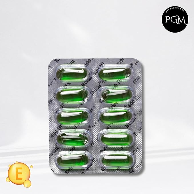 50 Evion Capsules Vitamin E For Glowing Face,Strong Hair,Acne,Nails, Glowing Skin 400mg