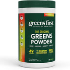 Greens First Original Greens Powder - 49 Superfoods - Organic Fruits & Veggies - Prebiotics, Probiotics & Digestive Enzymes - Antioxidant - Dairy Free/Vegan/Non-GMO (Strawberry Kiwi, 30 Servings)