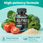 Alpha Lipoic Acid 1000mg 6-in-1 Nerve Support Supplement with Benfotiamine, B1, B12, Grape Seed & Ubiquinol Non-GMO - 60 Capsules, 30-Day Supply