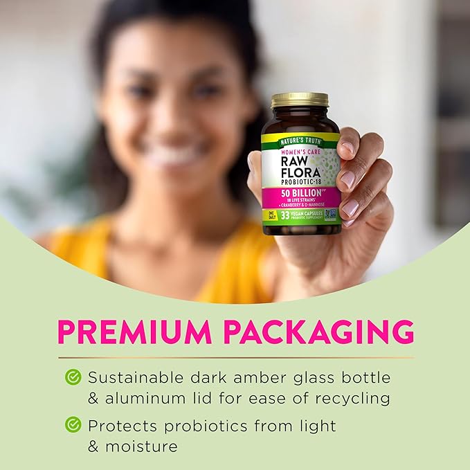 Probiotics for Women | 50 Billion CFU | 33 Capsules | with Cranberry and D-Mannose | Vegan, Non-GMO & Gluten Free Supplement