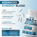NAD+ Supplement, 8525 mg Liposomal NAD Resveratrol Supplement for Women and Men with Coptisine Quercetin Curcumin Supports Cellular Health, Energy & Healthy Anti-Aging 180 Counts