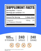 BulkSupplements.com Potassium Chloride Capsules - Potassium Chloride Supplement, Salt Substitute - Gluten Free,1 Capsule per Serving, 500 Count (Pack of 1)