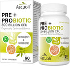 Ascuoli Probiotics for Women & Men - 300 Billion CFU, 24 Strains Probiotics + 15 Organic Herbs Blend, Daily Probiotic for Digestive Health, Immune, Gut, Bloating - 60 Capsule