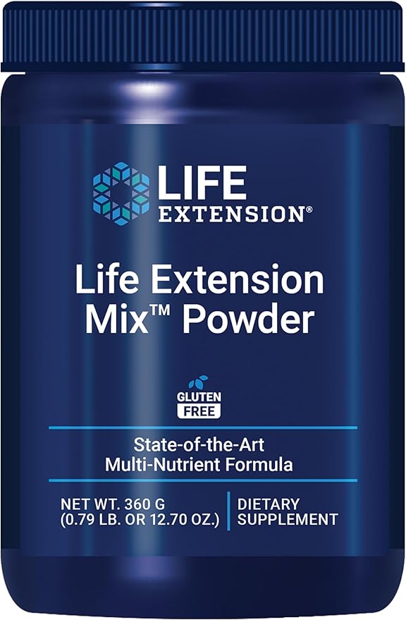 Life Extension Mix™ Powder, high Potency, Advanced Vitamin, Mineral, Fruit & Vegetable Formula, Vitamin B, C, D, E, Magnesium, for Whole-Body Health, Healthy Aging, Gluten-Free, 12.70 oz