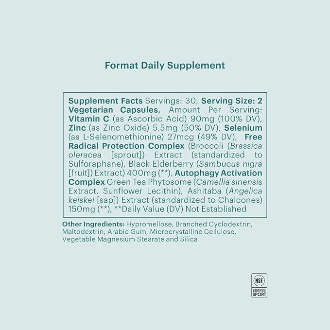 ELYSIUM Format Immune Support Supplement - Vitamin C Supplement, Immunity Support, Immune Defense, Intermittent Senolytic Complex Immune Support for Adults, Complete Immunity Supplement - 60ct