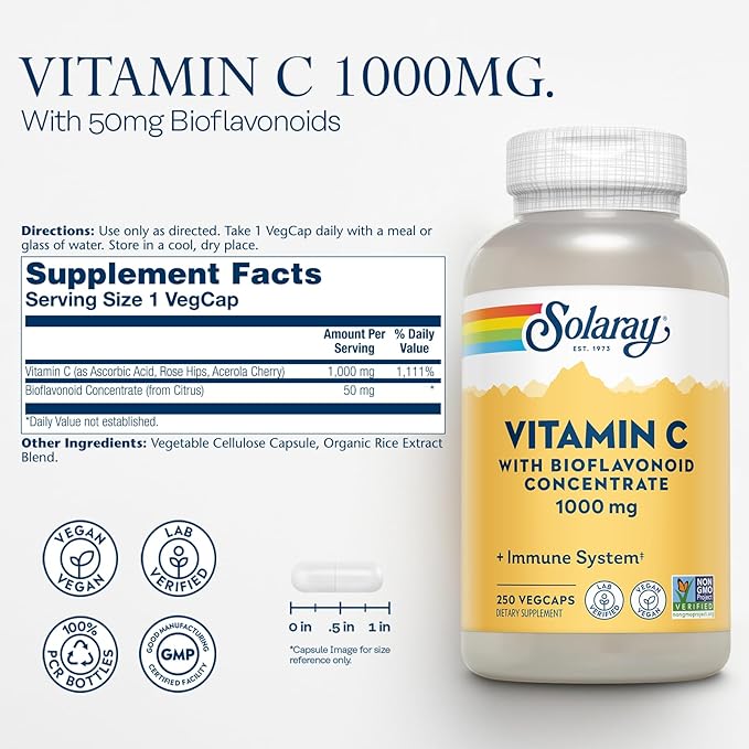 SOLARAY D-Mannose 1000mg with CranActin Cranberry Extract (150ct) and Vitamin C 1000mg with Bioflavonoids (250ct) - Urinary Tract, Bladder Health and Immune Support Bundle - Vegan, 60 Day Guarantee