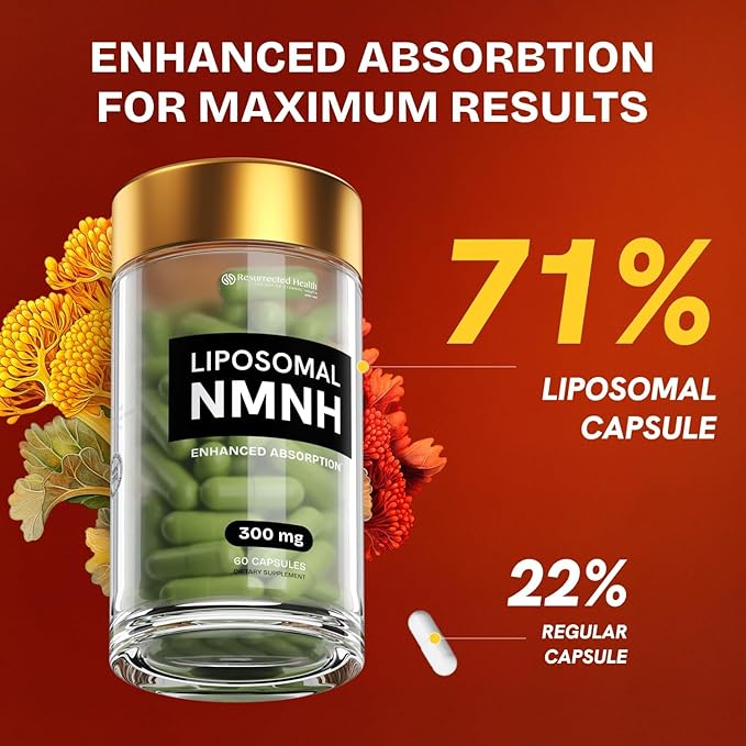 Liposomal NMNH Supplement 300mg – Boosts NAD Anti-Aging, Energy & Focus – NMM Capsules Alternative to for Cellular Vitality – Third-Party Tested, 120 Vegan Capsules | 2 Packs