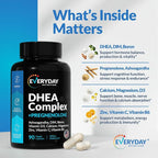 DHEA Micronized 200mg Complex with Pregnenolone 100mg Supplement for Men & Women with Ashwagandha, DIM, Magnesium, Boron, Calcium , Zinc, Vitamin D3, C and B6 Hormone Support - Made in USA 90 Capsules