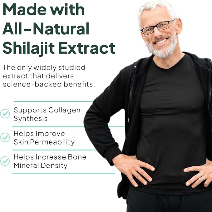 Organics Ocean One-Per-Day Shilajit for Men and Women - Natural Shilajit Supplement for Age-Defying, Bone Strength, Hormone Support and More - 30 Shilajit Capsules