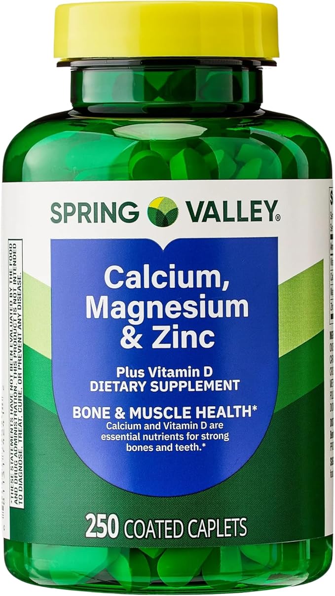 Calcium, Magnesium, Zinc Plus Vitamin D3, Dietary Supplement, 250 Count (Pack of 1)
