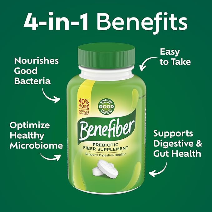 Benefiber Prebiotic Fiber Supplement Caplets,84 Count (Pack of 2)