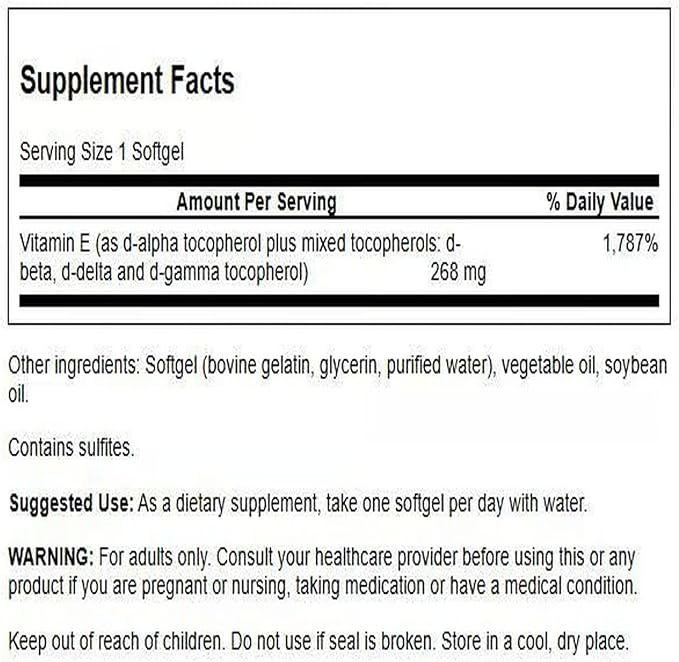 Swanson Vitamin E Mixed Tocopherols 400 Iu (268 Milligrams) 100 Sgels