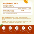 Coenzyme Q10 400mg CoQ10 Supplement - Once Daily Coq 10 400mg Powder Capsules for Healthy Heart Antioxidant and Energy Support - Non-GMO Quick Absorption Ubiquinone Q10 Coenzyme (200 Servings)