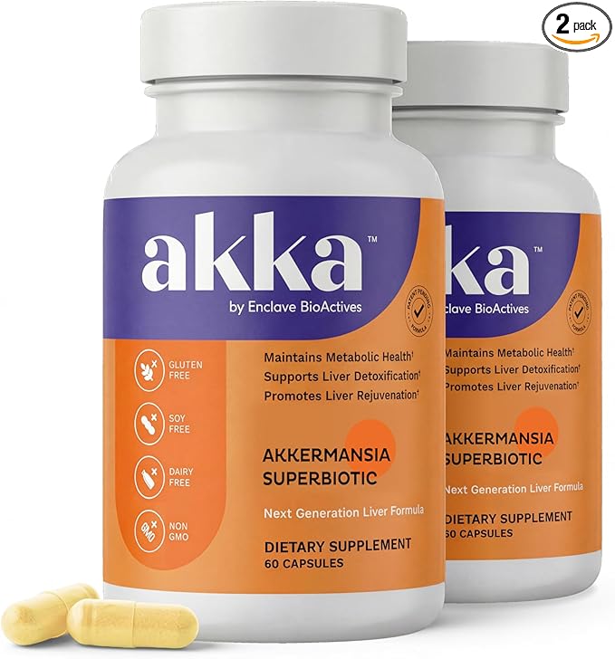 AKKA 2 Pack Premium Liver Cleanse Detox & Repair Superbiotic - Supports Liver Health & Function, Boosts Energy, Digestion & Metabolism with Bioavailable Pasteurized Akkermansia, Non-GMO, Gluten-Free