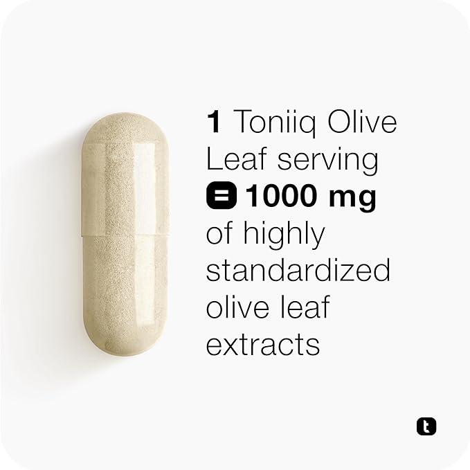 Toniiq Olive Leaf Extract Complex – with 85% Oleanolic Acid, 50% Oleuropein & 20% Hydroxytyrosol - 50:1 Extract Ratio – Third-Party Tested – 120 Capsules