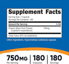 Nutricost Maca Root Capsules (Lepidium meyenii) 750mg, 180 Capsules, 180 Servings