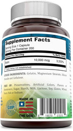 Biotin Dietary Supplement - 10,000 mcg - 200 Capsules (Non-GMO) - Supports Healthy Hair, Skin & Nails - Promotes Cell Rejuvenation and Energy Production. *