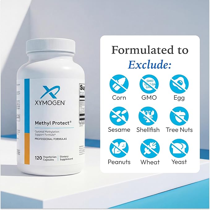 XYMOGEN Methyl Protect - Optimal Methylation Formula with Methyl Folate, Vitamin B12 (Methylcobalamin b12), Riboflavin + B6 Vitamins - Cognitive, Homocysteine + Heart Health Supplements (120 Capsules)
