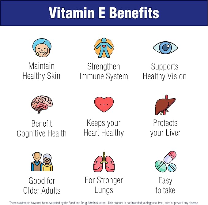 Vitamin E 60 Softgels 400 IU by Natural Systems - Vitamin E Supplements Immune System Support * - Softgels Skin Care - Natural VIT E Non-Sugar, Non-Artificial Flavors or Preservatives