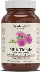 Milk Thistle Supplement – Standardized to 80% Silymarin – Pure, Vegan, Non-GMO, Kosher – 90 Vegan Capsules