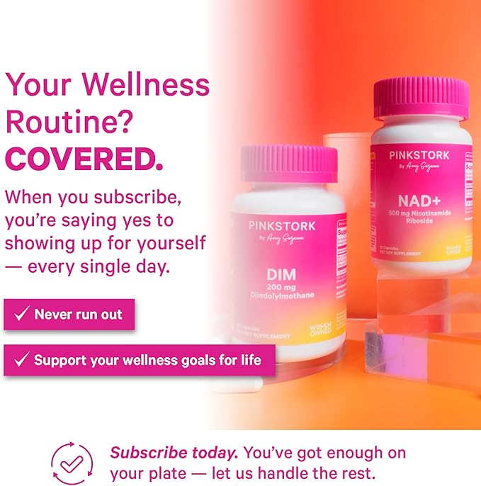 Pink Stork NAD+ Supplement for Women | 500mg Nicotinamide Riboside NR | Clinically-Studied Pure NMN Powder | Brain + Cognitive Support |Energy, Skin Essentials Over 30 | 1 Month Supply