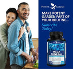 Potent Garden 2-Pack Mega Mineral Supplement Complete Mineral Complex with Calcium Magnesium Zinc Potassium Boron Selenium Chromium & 72 Trace Minerals Iron Free Calcium Supplement -200 Pills