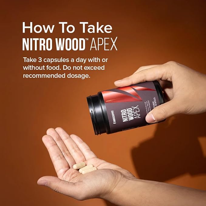InnoSupps Nitro Wood Apex – Focus & Blood Flow Booster for Men – Supports Blood Flow, Circulation, Male Performance, Muscle Growth & Recovery – Stamina & Endurance Support – 60 Veg Capsules