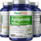 NusaPure Apigenin 100 mg per Capsule 180 Vcaps - Bioperine (Non-GMO, Gluten Free)