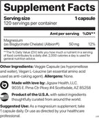 Jigsaw Health MagPure Glycinate | Premium Magnesium Glycinate Capsules | 120 Servings