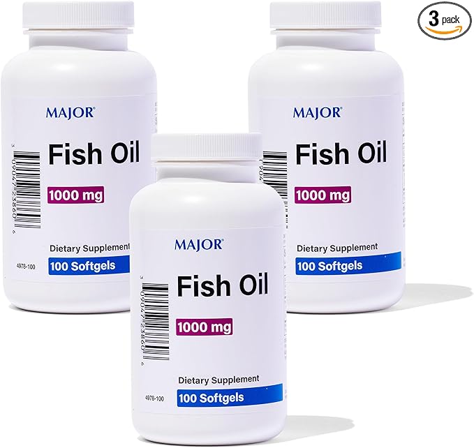 MAJOR Omega-3 Fish Oil - Fish Oil Supplement 1000mg - 100 Softgels (3-Pack)