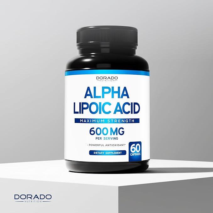 Alpha Lipoic Acid 600mg per Serving 60 Capsules - Potent Antioxidant for Neuropathy and Cardiovascular Health (ALA Supplement) - Third Party Tested, Non-GMO, Gluten Free, Vegan & USA Made