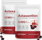 2 Pack Astaxanthin Supplements 12mg, Premium Astaxanthin Antioxidant Supplements with Antioxidant Activity, Supports Eye, Skin, Immune, Joint, Internal Circulation