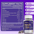 NAD Gummies with Nicotinamide Riboside, NAD+ Supplement for Women & Men with Trans-Resveratrol, Fisetin, Vitamin B2, B5, B6, Anti-Aging, Cell Regeneration & Energy, Sugar-Free, 60 Gummies