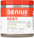 The Genius Brand Genius Rest - Supports Sleep, Relaxation & Brain Health with L-Theanine, GABA, Reishi & More - Melatonin-Free Supplement with L-Theanine & L-Glycine - Lemon Tea, 6 oz (30 Servings)
