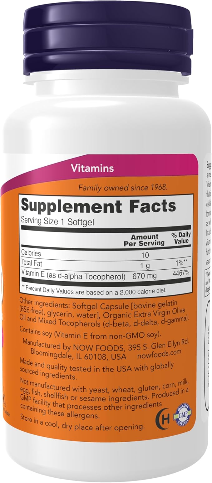 NOW Foods Supplements, Vitamin E-1,000 IU Mixed Tocopherols, Antioxidant Protection*, 50 Softgels