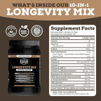 Black Forest Longevity Mix Liquid NAD+ Alternative Mocha Coffee 10-in-1 with NMN 250mg, Glutathione 250mg, TMG, Magnesium Glycinate, Vitamins D3 K2 C B12, High Polyphenol Cocoa, 30 Servings