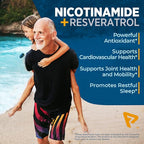 Nicotinamide 500 mg with Resveratrol 100 mg 120 Veggie Capsules - Non-GMO Vitamin B3, Supports Metabolic Health, NAD+, Skin Cell & Mitochondrial Energy Production. Made in USA for Men and Women