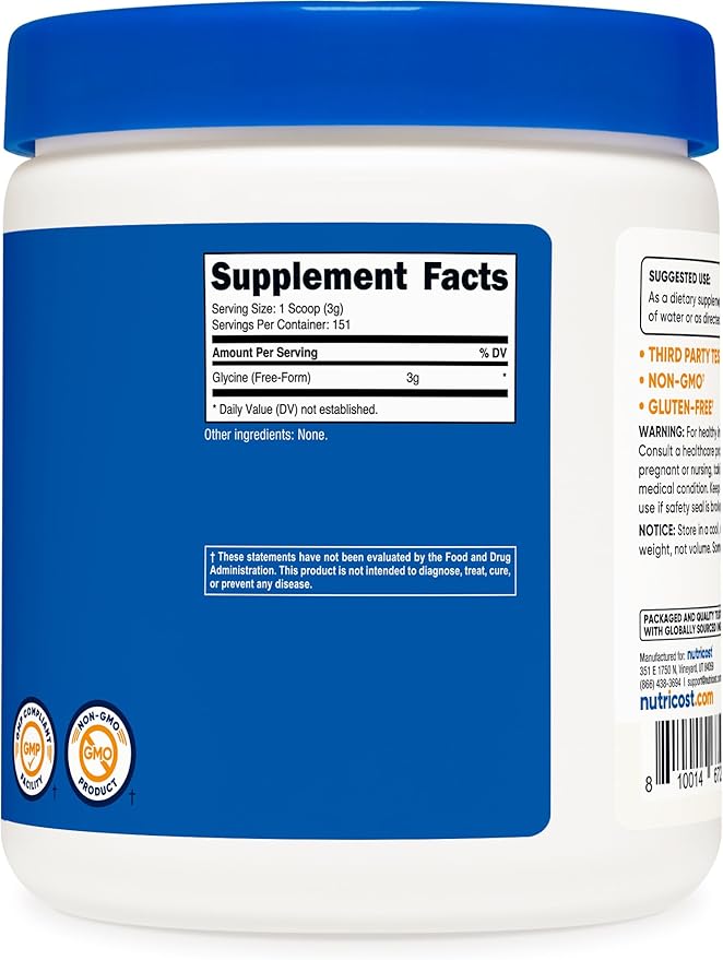 Nutricost Glycine Powder 1lb - Non-GMO, Gluten Free (Pack of 2)