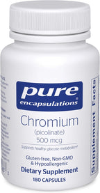Pure Encapsulations Chromium (Picolinate) 500 mcg - for Lipid & Carbohydrate Metabolism* - Mineral Supplement - Superior Absorption Chromium Supplement - Vegan & Gluten Free - 180 Capsules