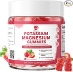 (2 Pack) Magnesium Potassium Supplement Gummies - New Formula Calm Magnesium Bisglycinate Gummies & Plant Potassium Plus Chia Seeds, B6, D3, K2 & Calcium for Sleep, Leg Cramps & Muscle -Vegan,60 Count