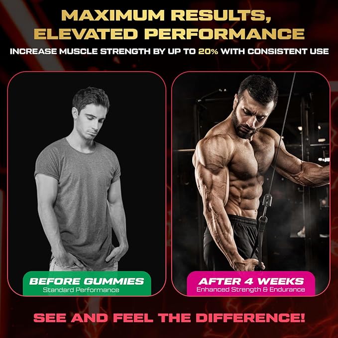 Creatine Monohydrate Gummies for Men & Women, 9000MG Creatine Gummies Sugar Free with L-Taurine, BCAA 2:1, B12 B6 for Boost Strength, Focus & Endurance, Vegan, Non-GMO, Strawberry, 120pcs